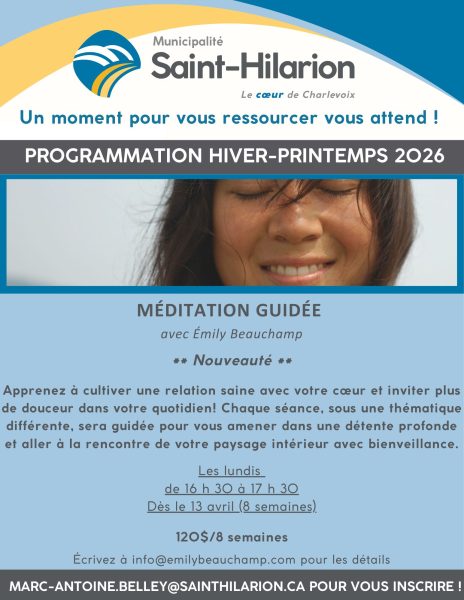 Affiche cours de méditation guidée offert à Saint-Hilarion 