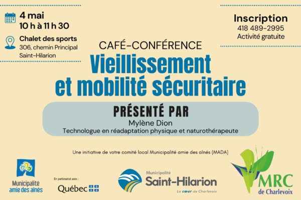 café-conférence à Saint-Hilarion sur la mobilité sécuritaire en tant qu'aîné