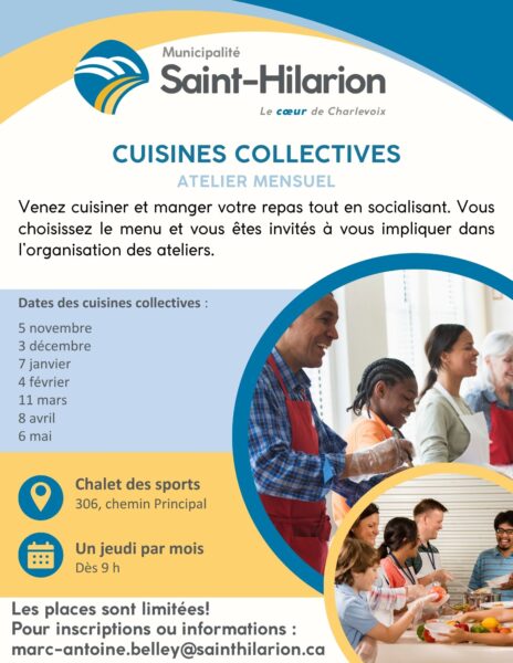 Cuisine collective pour les aînés à Saint-Hilarion. 